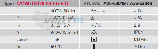 Rosenberg DHW 630-6-6 D - описание, технические характеристики, графики